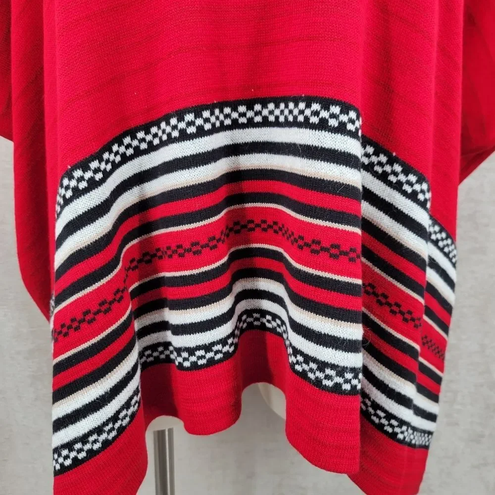 Jones New York Red Striped Women's Poncho - Picture 4 of 11